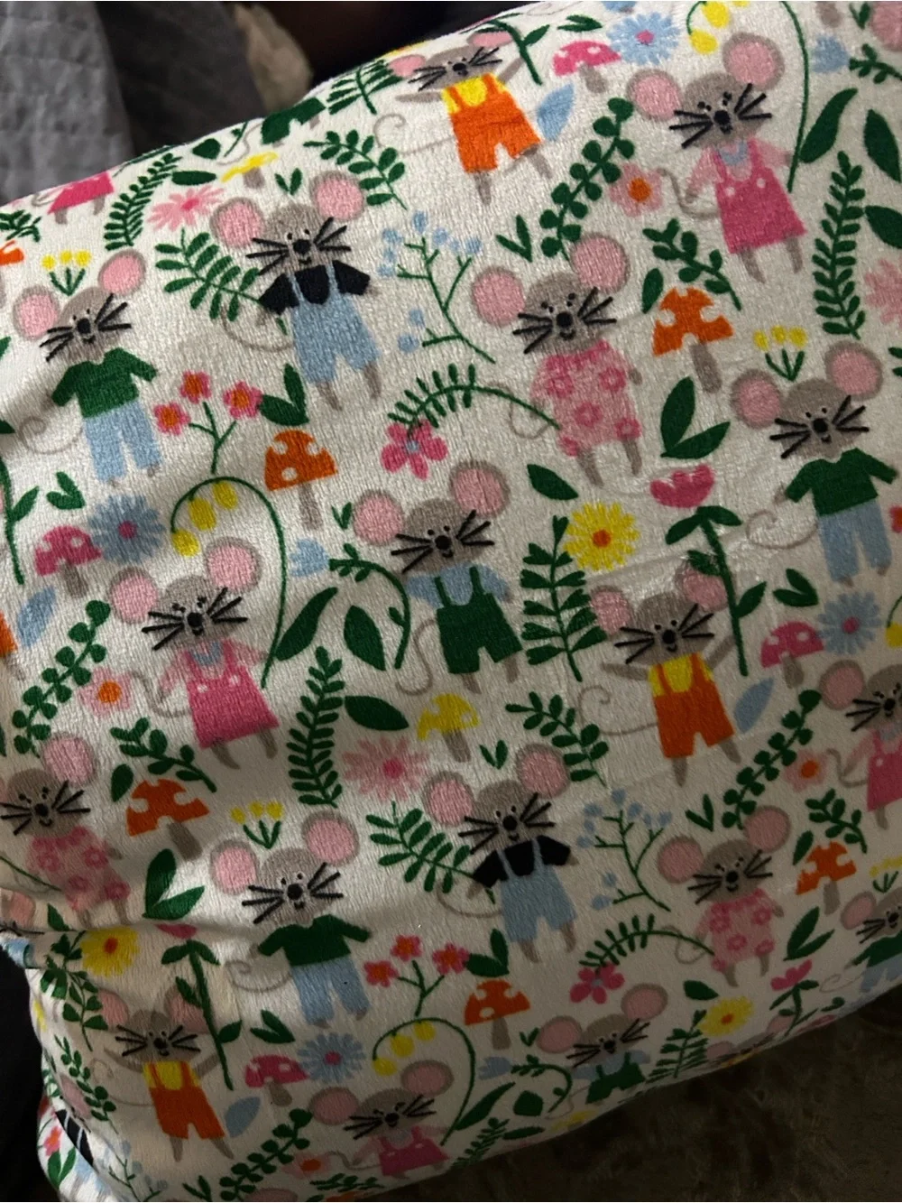 Playful Mouse Garden Accent Pillow Cover - Multicolor